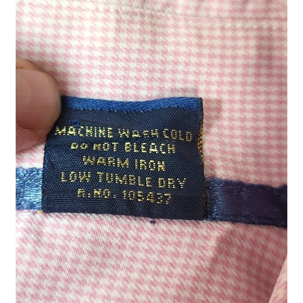 T. Harris London Pink White Herringbone Button‎ Down Shirt Pocket Size Large